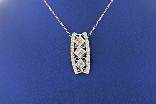 14k White Gold 0.75 CT Princess Diamond Ladies Pendant, 4.3gm, 16-18", S104915