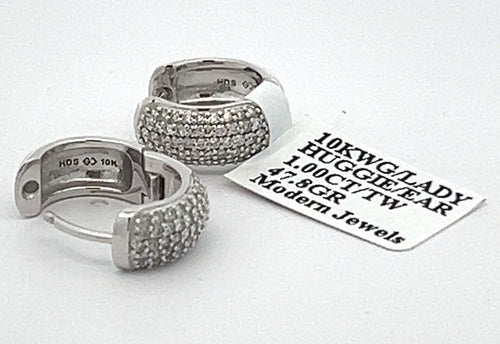10k White Gold 0.75 CT Diamond Huggie Earrings, 4.8gm, s16312