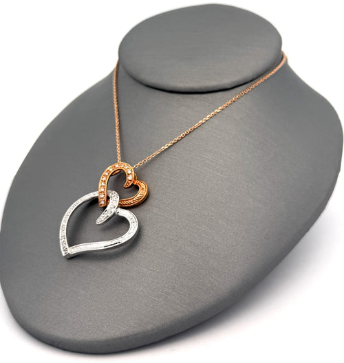 14k WRG 0.25 CT Diamond Ladies Heart Pendant Necklace, 6.2g, S108788