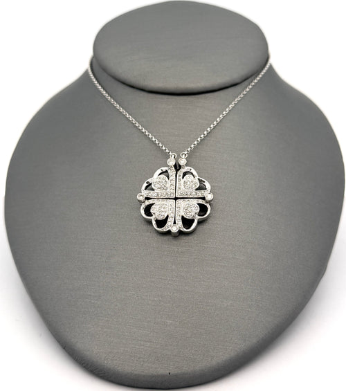 14k WYG 0.25 CT Diamond Ladies Foalding Heart Pendant Necklace, 6.5g, S108789