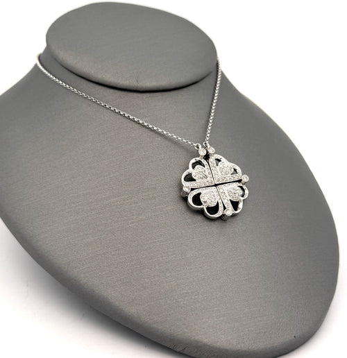 14k WYG 0.25 CT Diamond Ladies Foalding Heart Pendant Necklace, 6.5g, S108789