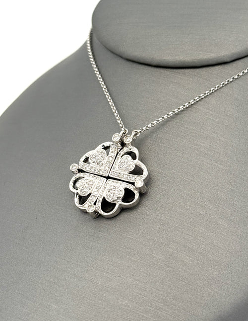 14k WYG 0.25 CT Diamond Ladies Foalding Heart Pendant Necklace, 6.5g, S108789