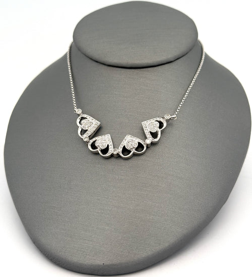 14k WYG 0.25 CT Diamond Ladies Foalding Heart Pendant Necklace, 6.5g, S108789