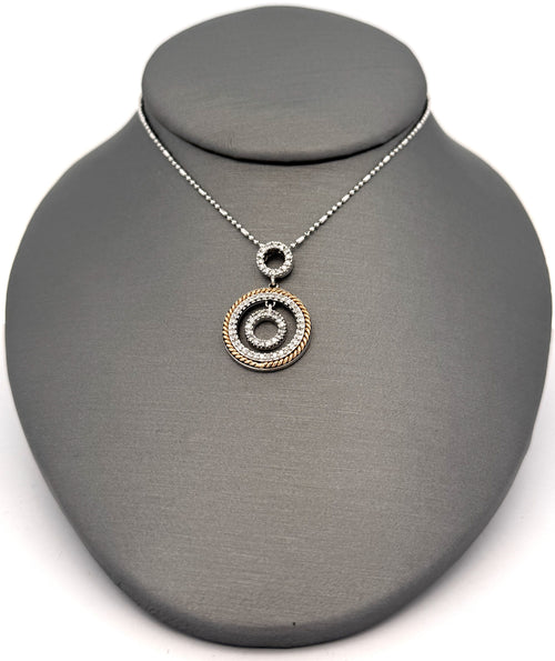 14k WYG 0.10 CT Diamond Ladies Circle Pendant Necklace, 4.7g, S108790