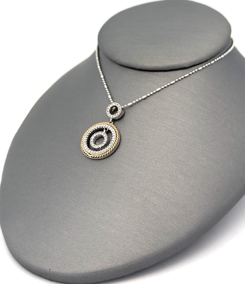 14k WYG 0.10 CT Diamond Ladies Circle Pendant Necklace, 4.7g, S108790