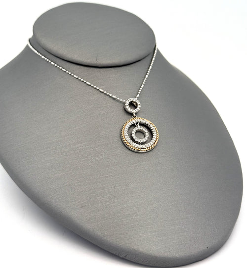 14k WYG 0.10 CT Diamond Ladies Circle Pendant Necklace, 4.7g, S108790