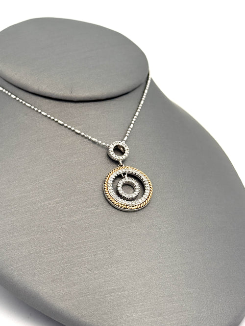 14k WYG 0.10 CT Diamond Ladies Circle Pendant Necklace, 4.7g, S108790