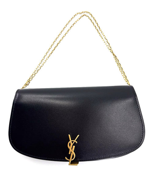 Saint Laurent Voltaire YSL Monogram Wallet on Chain in Grained Leather