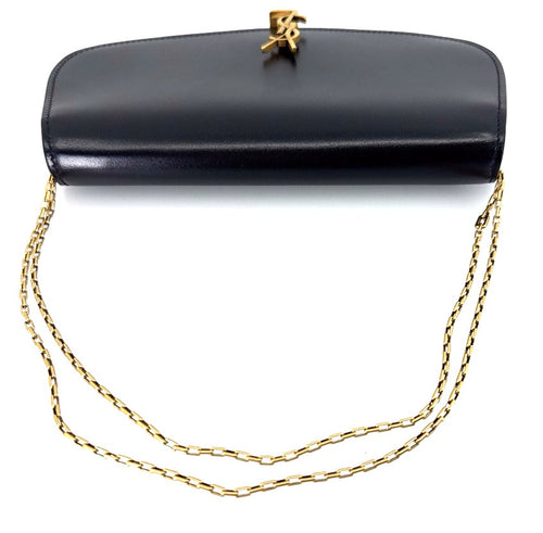 Saint Laurent Voltaire YSL Monogram Wallet on Chain in Grained Leather