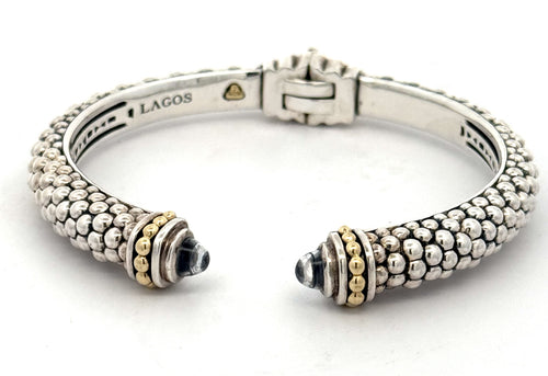 Lagos Caviar Lux Sterling Silver 18k Gold Cuff Bracelet