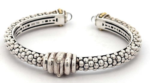 Lagos Caviar Lux Sterling Silver 18k Gold Cuff Bracelet