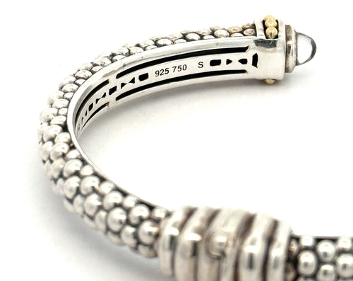 Lagos Caviar Lux Sterling Silver 18k Gold Cuff Bracelet