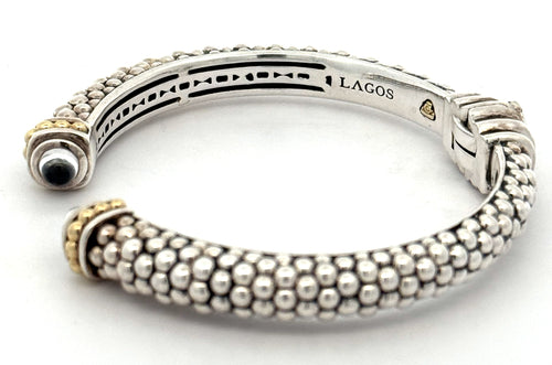 Lagos Caviar Lux Sterling Silver 18k Gold Cuff Bracelet