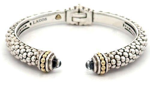 Lagos Caviar Lux Sterling Silver 18k Gold Cuff Bracelet