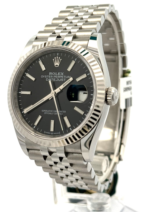 Pre-owned Rolex Datejust 36mm Stainless Steel Watch 126234 Gold Fluted Bezel, S107479