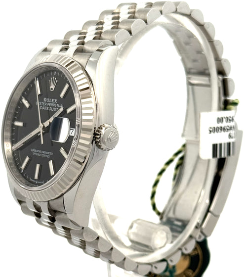 Pre-owned Rolex Datejust 36mm Stainless Steel Watch 126234 Gold Fluted Bezel, S107479