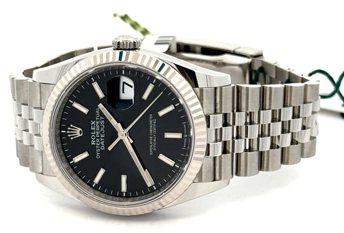 Pre-owned Rolex Datejust 36mm Stainless Steel Watch 126234 Gold Fluted Bezel, S107479