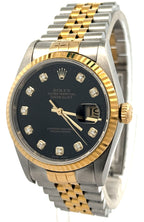 Pre-owned Rolex Datejust 36mm Black Dial - 16233- Yellow Gold/Steel, S108445