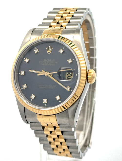 Pre-owned Rolex Datejust 36mm Blue Dial - 16233- Yellow Gold/Steel, S108464