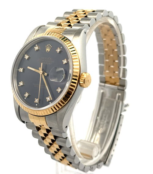 Pre-owned Rolex Datejust 36mm Blue Dial - 16233- Yellow Gold/Steel, S108464