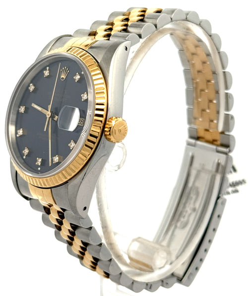 Pre-owned Rolex Datejust 36mm Blue Dial - 16233- Yellow Gold/Steel, S108464
