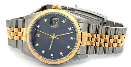 Pre-owned Rolex Datejust 36mm Blue Dial - 16233- Yellow Gold/Steel, S108464