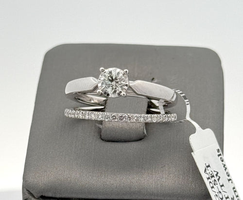 10k White Gold 0.50 CT Diamond Engagement Ring Set, Size 7, 3.9gm, S16542