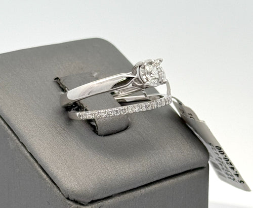 10k White Gold 0.50 CT Diamond Engagement Ring Set, Size 7, 3.9gm, S16542