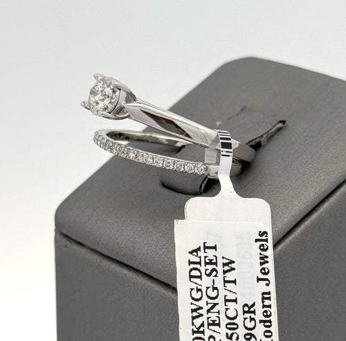 10k White Gold 0.50 CT Diamond Engagement Ring Set, Size 7, 3.9gm, S16542