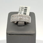 14k White Gold 2.25CT Emerald Diamond Wedding Band 9.4g Size 10 S108279