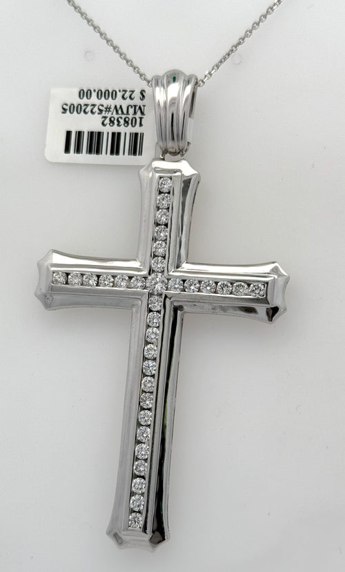 Men's 14k White Gold 2.00 CT Diamond Cross, 22.6gm,S108382