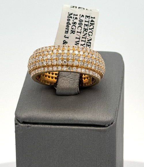 14k Yellow Gold 5.00 CT Diamond Men's Wedding Band, 15.8g, Size 11.25. S108114