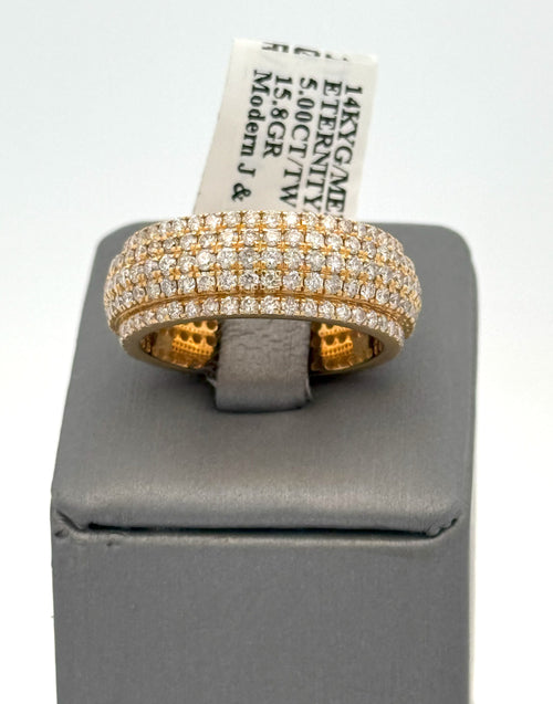 14k Yellow Gold 5.00 CT Diamond Men's Wedding Band, 15.8g, Size 11.25. S108114