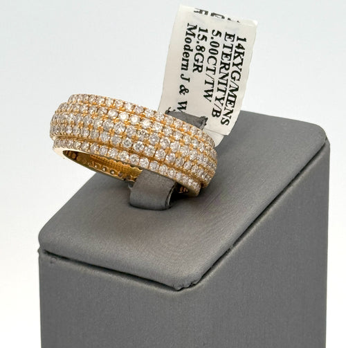 14k Yellow Gold 5.00 CT Diamond Men's Wedding Band, 15.8g, Size 11.25. S108114