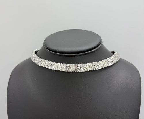 Vintage 18K White Gold Bulgari Parentesi Necklace, 137.7gm, 16 Inches (Pre-owned)