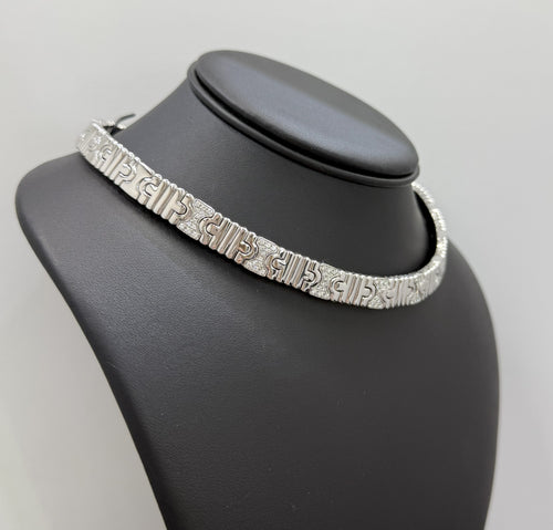 Vintage 18K White Gold Bulgari Parentesi Necklace, 137.7gm, 16 Inches (Pre-owned)