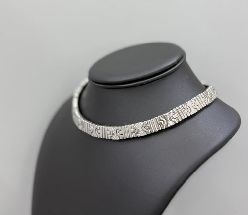 Vintage 18K White Gold Bulgari Parentesi Necklace, 137.7gm, 16 Inches (Pre-owned)
