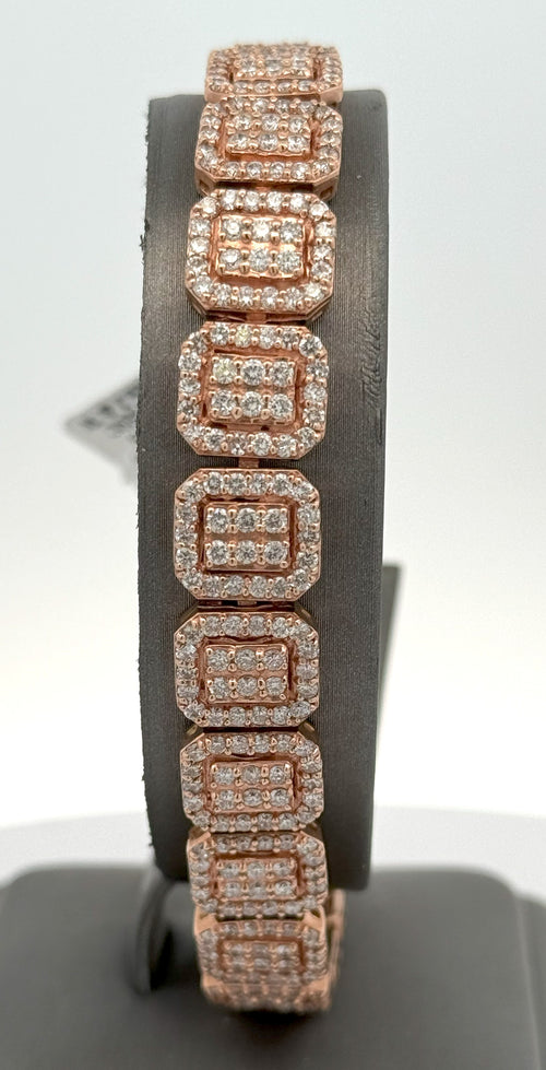 14k Rose Gold 11.00 CT Diamond Tennis Bracelet, 46.2g 9", S105964