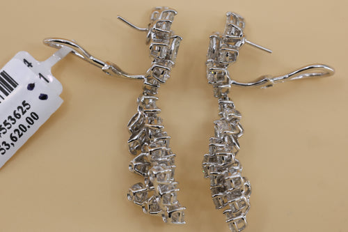 Platinum Chandelier Earrings 13.8g, 6.50CT Marquise & Round Cut Diamonds, S16743