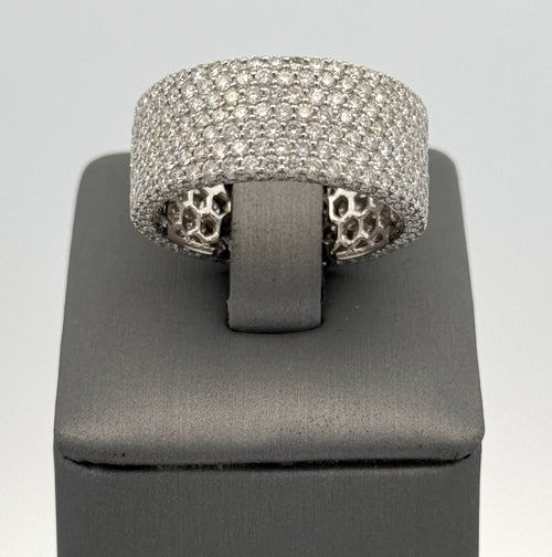 14k White Gold 7.5CT Diamond Men's Pave Band, 9.4g, Size 11.25, S107463