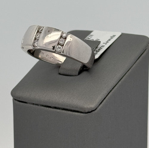 14k White Gold 0.25 CT Diamond Men's Band, 8.9gm, Size 11, S13996