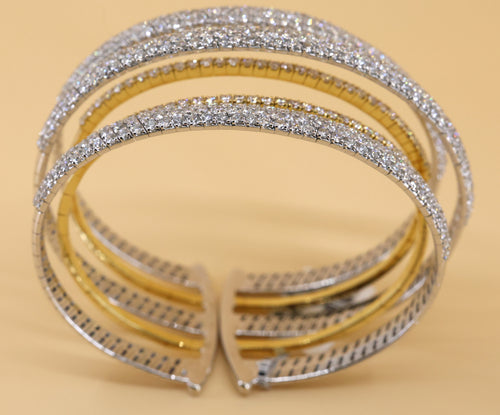 18k White & Yellow Gold Wide Bracelet, S16810