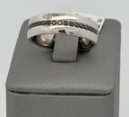 14k White Gold 0.25CT BLK Diamond Men's Wedding Band, 10.2g, Size 10.5, S107273