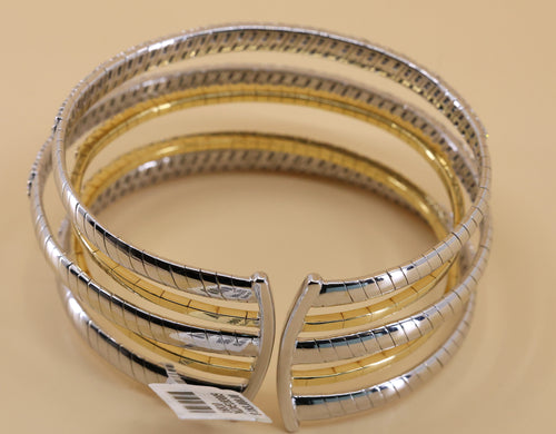 18k White & Yellow Gold Wide Bracelet, S16810