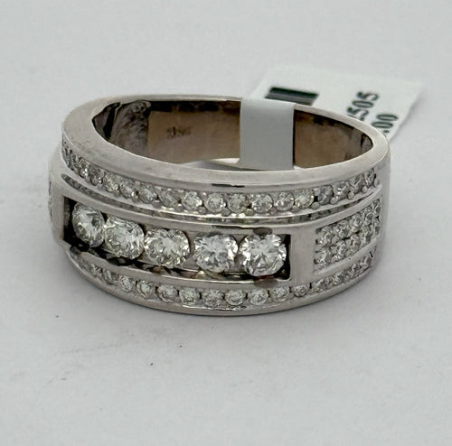 14k White Gold 1.75 CT Diamond Men's Band, 8.8gm, Size 9.5, S108306