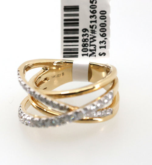 14k Yellow Gold Ladies 0.75 CT Diamond Bypass Ring, 10.6gm, Size 8, S108839