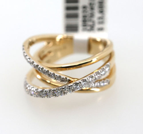 14k Yellow Gold Ladies 0.75 CT Diamond Bypass Ring, 10.6gm, Size 8, S108839