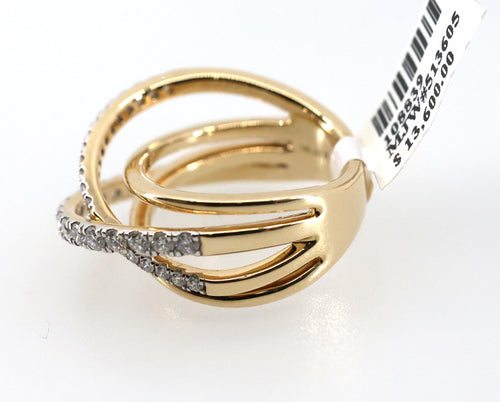 14k Yellow Gold Ladies 0.75 CT Diamond Bypass Ring, 10.6gm, Size 8, S108839
