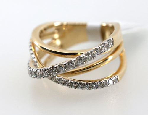 14k Yellow Gold Ladies 0.75 CT Diamond Bypass Ring, 10.6gm, Size 8, S108839