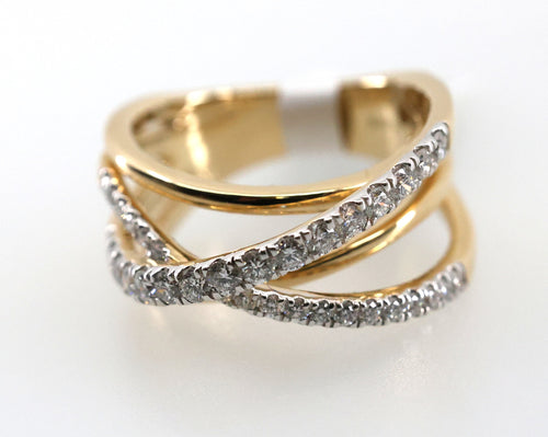 14k Yellow Gold Ladies 0.75 CT Diamond Bypass Ring, 10.6gm, Size 8, S108839